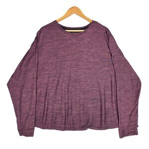 BOMBAS WOMEN’S LONG‑SLEEVE MERINO BLEND TOP – SIZE 2X – WINE-PLUM